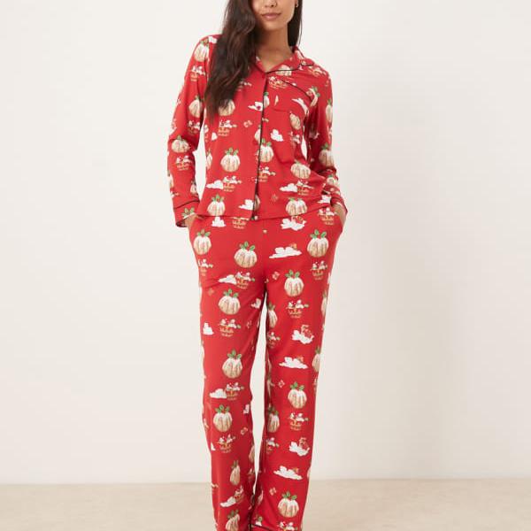 Chelsea Peers チェルシー・ピアーズのポリエステル製長袖リビアパジャマセット（クリスマスプディングバルーンプリント） トップス レディース 女性 インポートブランド 小さいサイズから大きいサイズまで