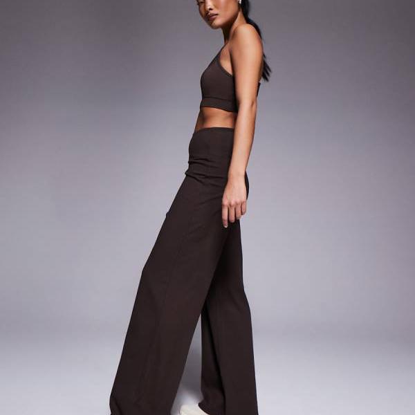 4505 プチアイコン ソフトタッチ ハイウエスト ワイドレッグ ダンスパンツ チョコレート ボトム パンツ レディース 女性 インポートブランド 小さいサイズから大きいサイズまで