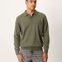 エイソス ASOS asos ASOS DESIGN リラックス ロングスリーブ ニットポロ(カーキ) トップス メンズ 男性 インポートブランド 小さいサイズから大きいサイズまで