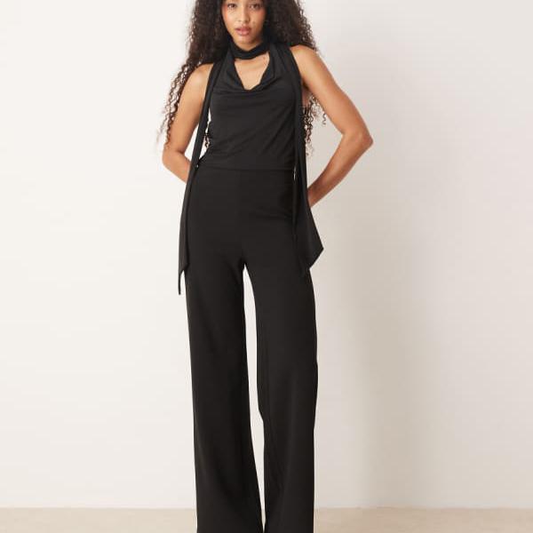 マンゴ MANGO Mango マンゴー カウルネック ホルター ジャンプスーツ（ブラック） オールインワン レデ..