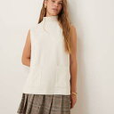 エイソス ASOS asos ASOS DESIGN ソフトタッチ ボックス型タンクトップ(ハイネック、クリーム色) トップス レディース 女性 インポートブランド 小さいサイズから大きいサイズまで|詳細画像
