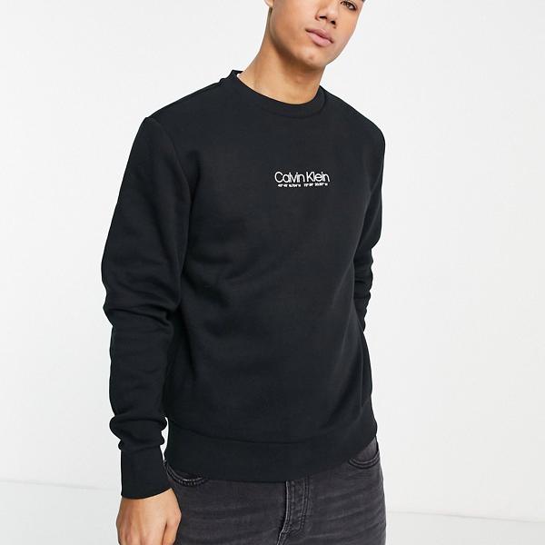 カルバンクライン Calvin Klein CalvinKleinのロゴが黒のスウェットシャツをコーディネート トップス メンズ 男性 インポートブランド 小さいサイズから大きいサイズまで
