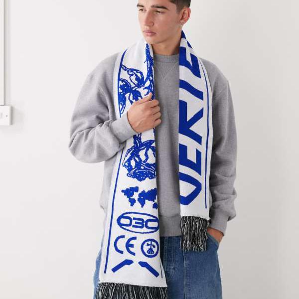 Vertere Berlinのハイアーステイツスカーフ（黒と青） アクセサリー　メンズ 男性 インポートブランド