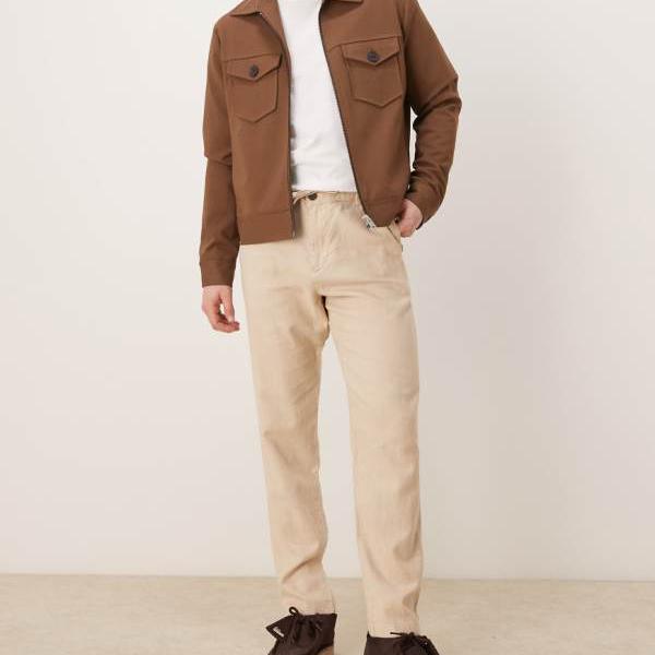 セレクテッド オム Selected Homme selected homme セレクテッド・オムのリネン混スリムテーパードトラウザー(クリーム色) パンツ ボトム メンズ 男性 インポートブランド 小さいサイズから大きいサイズまで