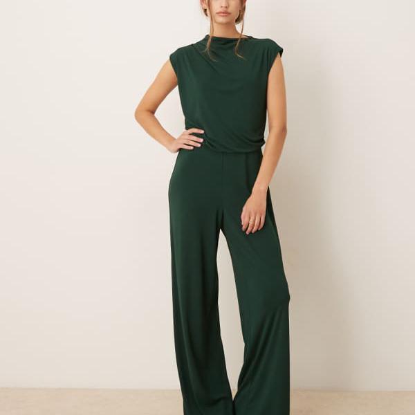 マンゴ MANGO Mango マンゴーのハイネックノースリーブジャンプスーツ（グリーン） オールインワン レディース 女性 インポートブランド 小さいサイズから大きいサイズまで