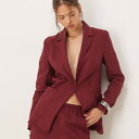 マンゴ MANGO Mango マンゴーコーデ 100%リネン フレイドエッジ フィットブレザー ダークレッド アウター レディース 女性 インポートブランド 小さいサイズから大きいサイズまで