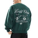 コットンオン Cotton:On Cotton On ワールドクラスのレトログラフィックをあしらったグリーンのコットンオン ボックスフィット スウェットシャツ ...