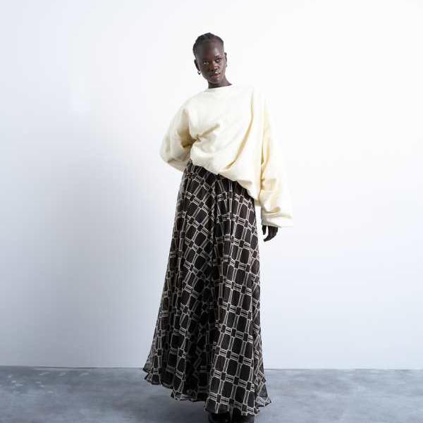 トップショップ Topshop TOPSHOP トップショップのチェックプリントのフルサークルマキシスカート（チョコレート） スカート レディース 女性 インポートブランド 小さいサイズから大きいサイズまで