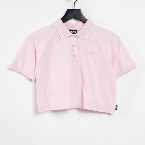 ミンガロンドン Minga ミンガロンドンクロップドポロトップ、ロゴチェスト付き トップス レディース 女性 インポートブランド 小さいサイズから大きいサイズまで