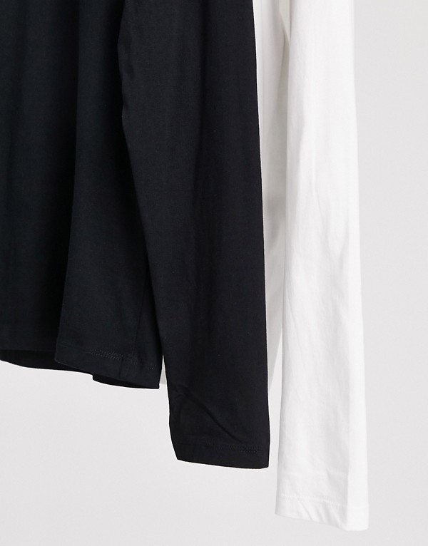 エイソス ASOS asos ASOS DESIGN2パック長袖Tシャツ（クルーネック付き） トップス メンズ 男性 インポートブランド 小さいサイズから大きいサイズまで