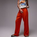 トップショップ Topshop TOPSHOP トップショップのリネンストレートレッグトラウザー(オレンジ) ボトム レディース 女性 インポートブランド 小さいサイズから大きいサイズまで