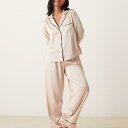 エイソス ASOS asos ASOS DESIGN プチサテンシャツ&パンツパジャマセット(シャンパンピンク) 部屋着 レディース 女性 インポートブランド 小さいサイズから大きいサイズまで