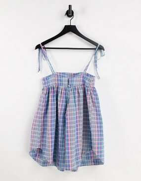 エイソス ASOS asos ASOSDESIGNネクタイショルダースイングプレイスーツinマルチチェック オールインワン レディース 女性 インポートブランド 小さいサイズから大きいサイズまで