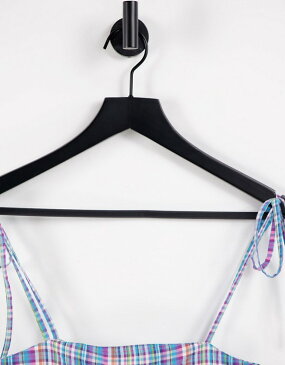 エイソス ASOS asos ASOSDESIGNネクタイショルダースイングプレイスーツinマルチチェック オールインワン レディース 女性 インポートブランド 小さいサイズから大きいサイズまで