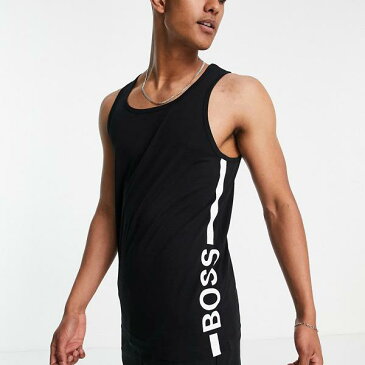 BOSS ビーチウェア ベスト トップ ブラックの縦型ロゴ入り トップス メンズ 男性 インポートブランド 小さいサイズから大きいサイズまで