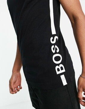 BOSS ビーチウェア ベスト トップ ブラックの縦型ロゴ入り トップス メンズ 男性 インポートブランド 小さいサイズから大きいサイズまで