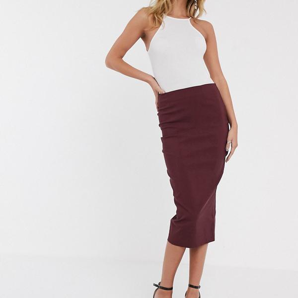 エイソス ASOS asos ASOSDESIGNハイウエストロングラインペンシルスカート スカート レディース 女性 インポートブランド 小さいサイズから大きいサイズまで