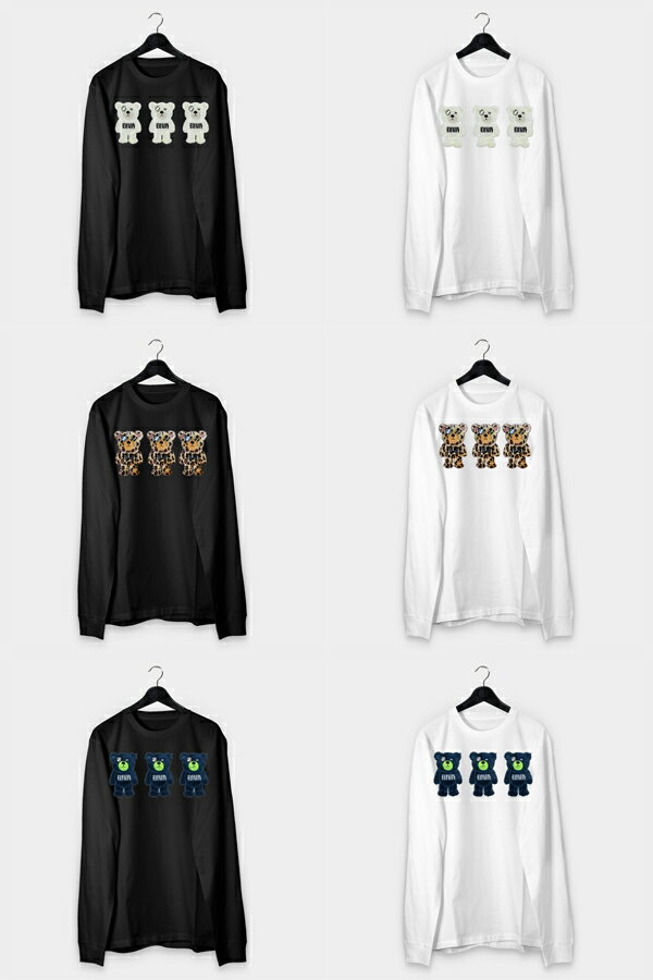 刺繍Tシャツ 3D刺繍 ロンT Tシャツ 長袖 プレゼント コットンシャツ 男性 オシャレ 40代 30代 ストリート ビッグシルエット メンズ tシャツ 大きいサイズ カジュアルTシャツ クマ フェス【DIVAオリジナル ブランド】