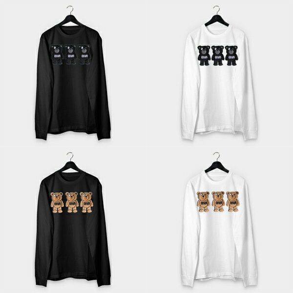 刺繍Tシャツ 3D刺繍 ロンT Tシャツ 長袖 プレゼント コットンシャツ 男性 オシャレ 40代 30代 ストリート ビッグシルエット メンズ tシャツ 大きいサイズ カジュアルTシャツ クマ フェス【DIVAオリジナル ブランド】