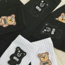 3足選べる 刺繍靴下 刺繍 ソックス スポーツソックス 白 黒 コットン 厚め 男性 オシャレ 40代 30代 ストリート クマ メンズ ロゴ プレゼント フェ...