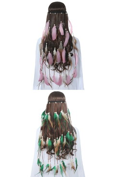 フェザー 羽 ヘッドバンド フェス インディアン ファッション アクセサリー ヘアバンド ピーコック フェザー ペンダント ヘッド バンド ボヘミアン ヘッドドレス ヘアアクセサリーウルトラジャパン ホワイトパーティー EDM 野外パーティー 海 プール ビーチ 海外 レトロ diva