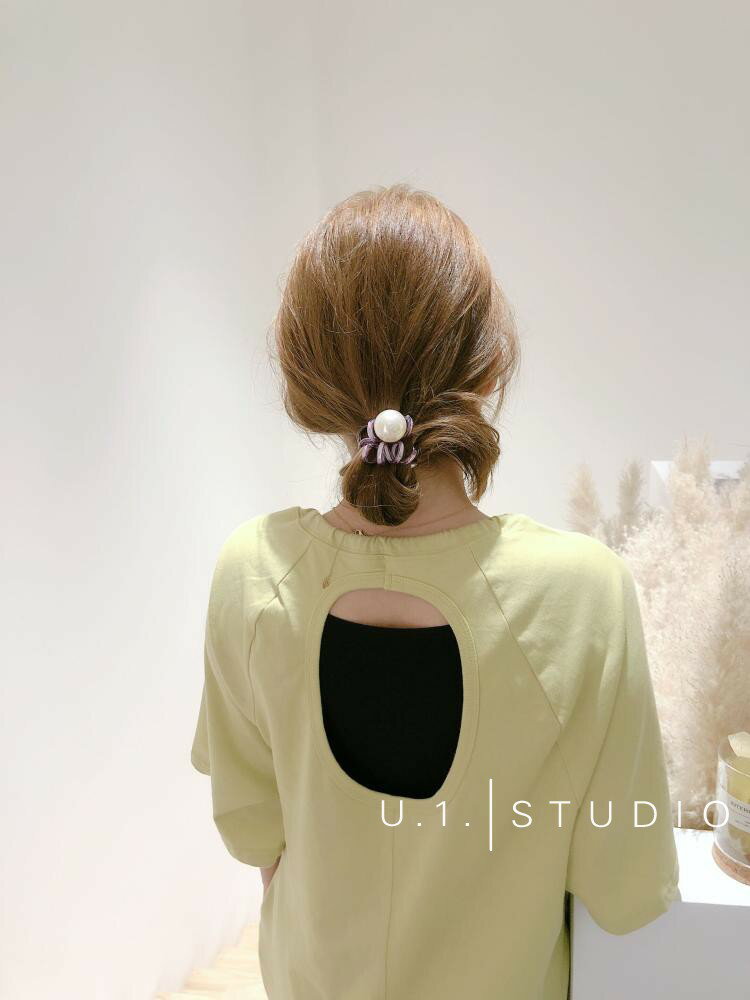 【 お買い得セット商品 】ブレスレット ヘアゴム ビーズ シンプル ピンク ヘアアクセサリー レディース カジュアル 小物 飾り 可愛い 二点セット商品 パール