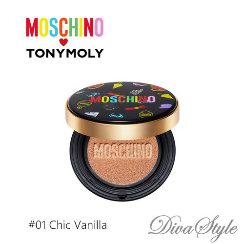 TONYMOLY& MOSCHINO トニーモリー& モスキーノ シックスキンクッション #01 Chic Vanilla SPF50+ PA+++ 　15g 本体【即納】【人気コスメ】【韓流】【韓国コスメ】【限定品】【国内発送】【モスキーノコラボ】【インスタグラム話題商品】