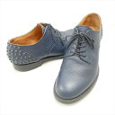 uniform experiment ユニフォームエクスペリメント PLAIN TOE HELL STUDS SHOES メンズ レザー スタッズ ドレスシューズ 靴NAVY 9.5 【中古】 DN-15134