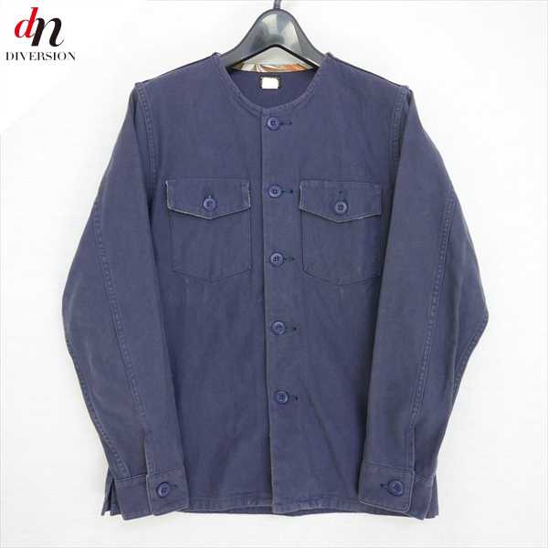 PIG&ROOSTER ピッグアンドルースター DA UTILITY SHIRT コットン ノーカラー ユーティリティ シャツ ジャケット NAVY 38  DN-8268