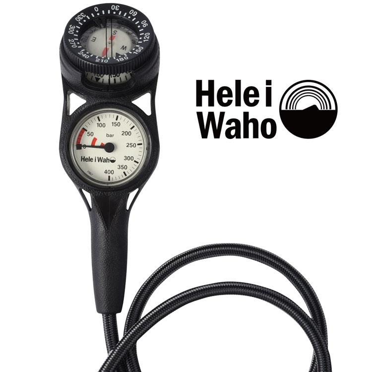 2 ゲージ 残圧計 コンパス フレックスホース 80cm Hele i waho / ヘレイワホ ダイビング 重器材