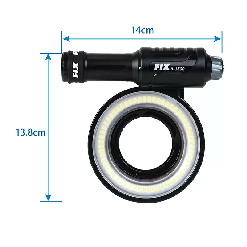 DIVING-HIDの水中ライト ダイビング FIX リングライトRL1500 Fisheye フィッシュアイ LED ワイヤレスフラッシュ ストロボ連動 EFモード 3段階調光 プッシュ式 マクロ 充電 コンパクト 軽量 小型 カメラ 撮影 機材 動画 静止画 TGシリーズ M52径｜アングル2