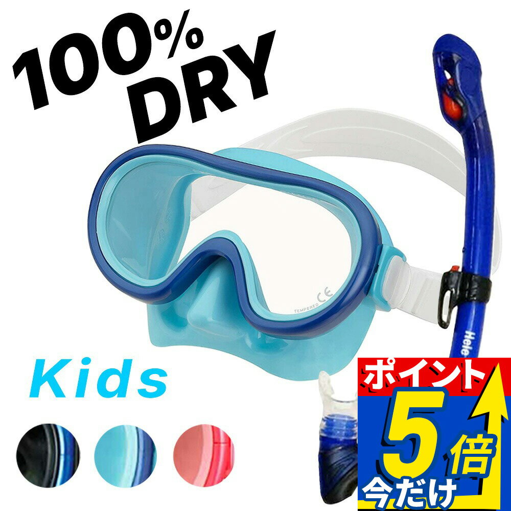 Four-Piece Set - シュノーケリング セット 子供 2点セット マスク ドライ スノーケル キッズ ジュニア 水中メガネ 【rm12jz-kokuaJr】 シュノーケル ヘレイワホ 海水浴 海 プール