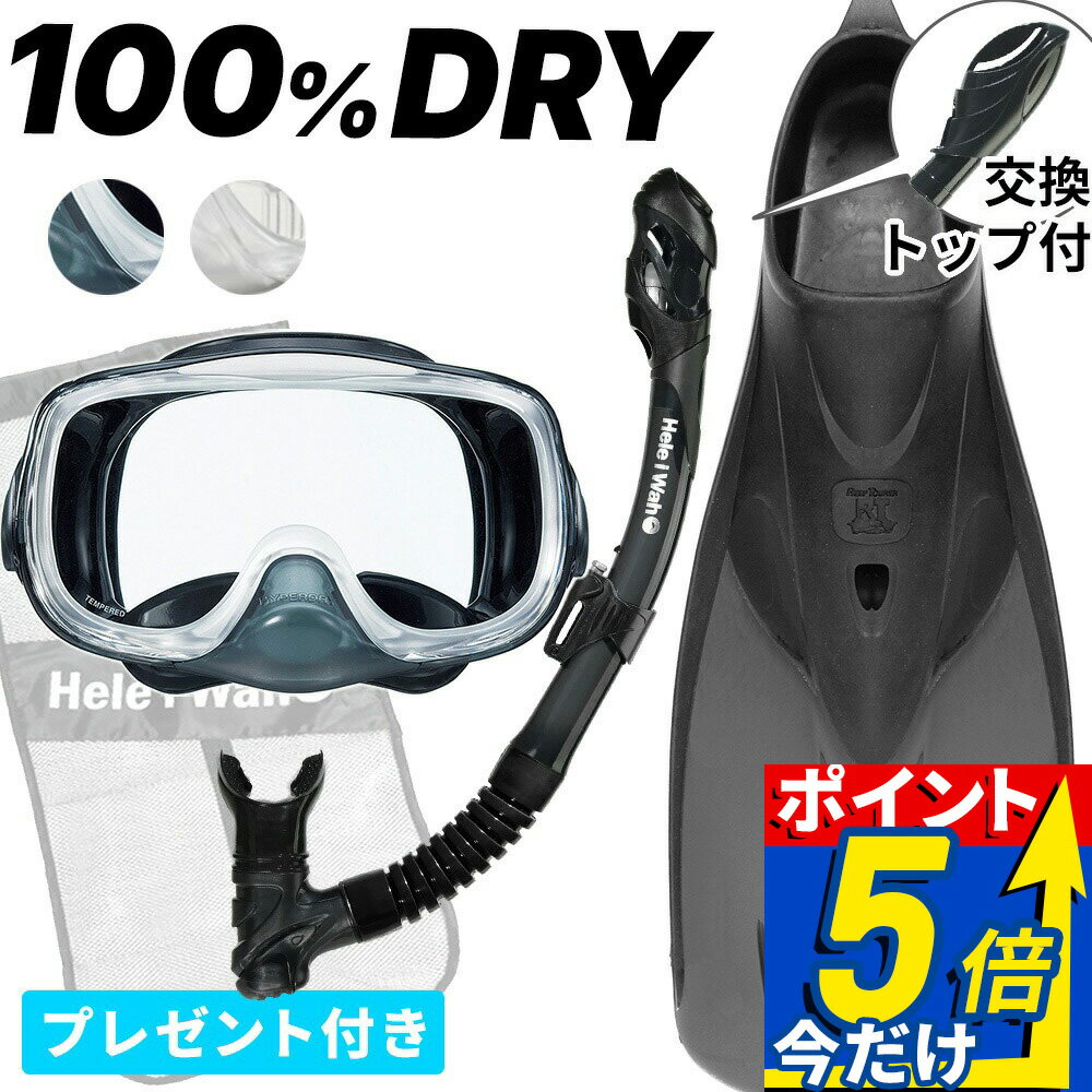 Four-Piece Set - シュノーケリング セット 3点セット マスク ドライ スノーケル フィン 大人 子供 メンズ レディース 【rm33q-kokua+-rf12-SKNmesh】 シュノーケル ヘレイワホ 海水浴 海 プール