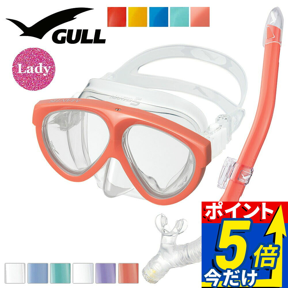 GULL 軽器材セット ダイビング マスク シュノーケル セット 軽器材 2点セット マンティス 5 レイラドライ ダイビングマスク スノーケル シュノーケリングセット スキューバダイビング 度付き 対応 