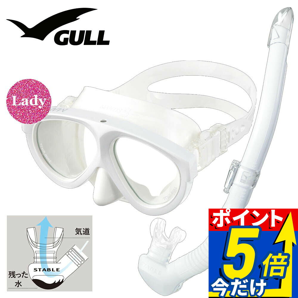 GULL 軽器材セット ダイビング マスク シュノーケル セット 軽器材 2点セット マンティス 5 レイラステイブル ダイビングマスク スノーケル シュノーケリングセット スキューバダイビング 度付き 対応 【mantis5WT-leilastableWT】