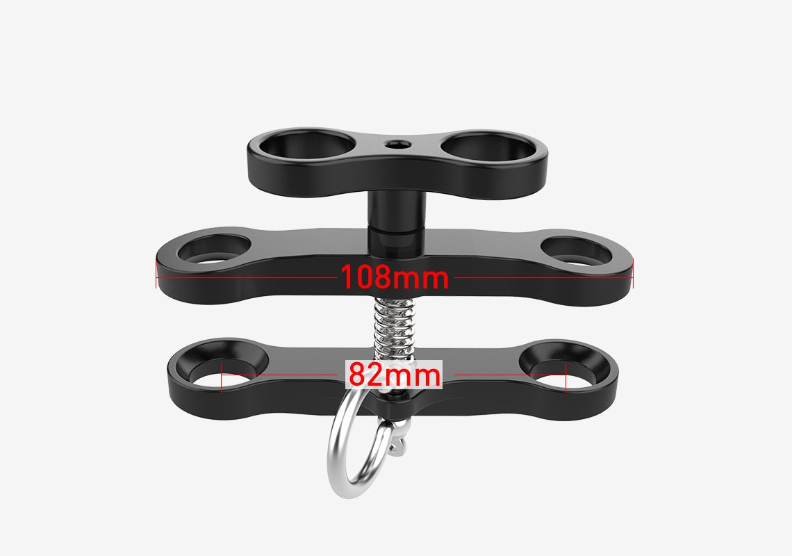 DIVEPRO（ダイブプロ）[Z02C] 2ホール バタフライクランプ ロング シャックル付 エクステンションクランプ 国内正規品 水中LEDライト ストロボ 水中カメラ 水中撮影 スキューバダイビング スノーケリング スキンダイビング 2
