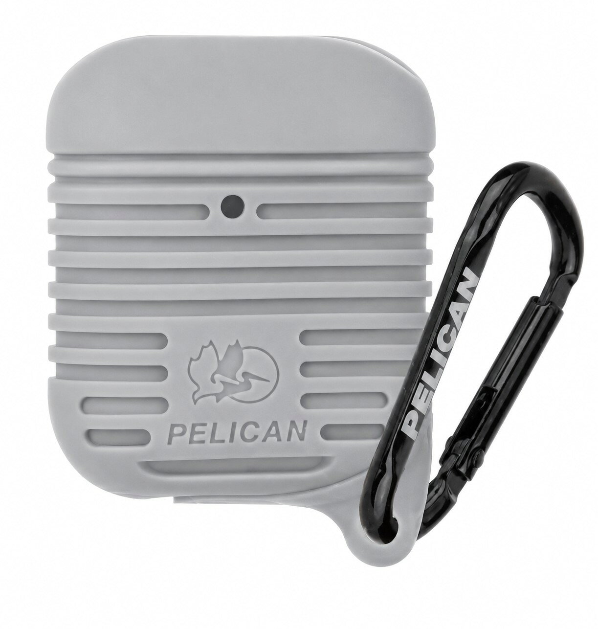PELICAN (ペリカン) PROTECTOR AIRPODS (プロテクターエアポッズ) AirPods用 グレー AirPodsプロテクター IP67 防塵・防滴対応 抗菌コーティング 1.2m落下耐衝撃 ワイヤレス充電対応 ロゴ入りカラビナ付 [PP043284] PROTECTOR AIRPODS for AirPods Gray