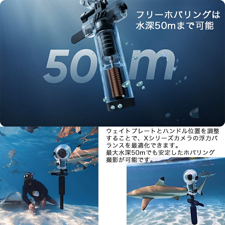 DivingGearの[ Insta360 ] ダイビングバディ 360度全景アクションカメラ X4 Air/X5/X4/X3対応 ウエアラブルカメラ 動画 写真 アウトドア マリンスポーツ 水中カメラ ドローン 防水ケース プロテクタ 自撮り棒 Diving Buddy｜アングル3