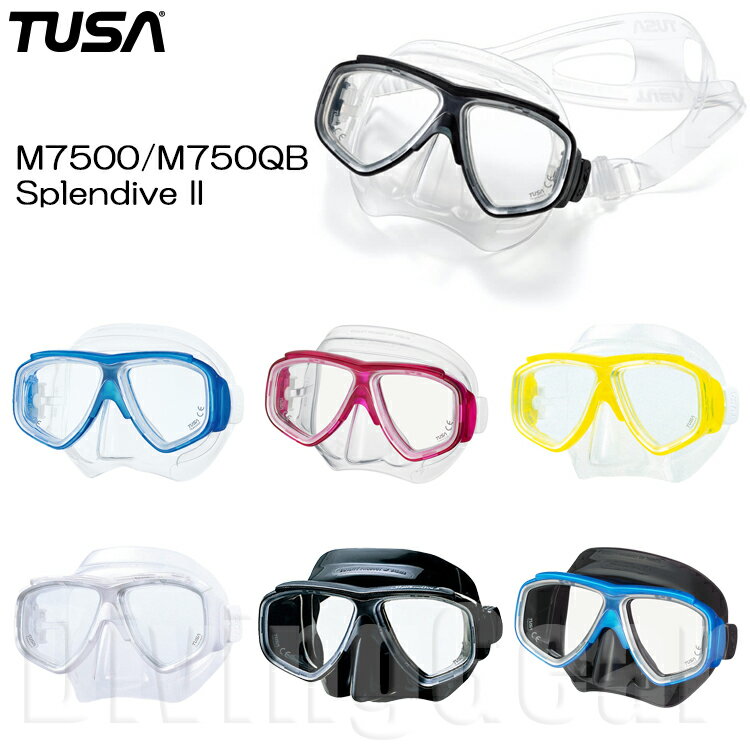 TUSA ツサ M7500 / M7500QB Splendive II スプレンダイブ2 ダイビングマスク 水中メガネ ゴーグル クリアシリコン ブラックシリコン