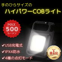 COB ライト LED 投光器 懐中電灯 ミニ 作業灯「Rakutenランキング第1位」ミニライト 充電式 4種点灯モード 高輝度 500ルーメン ポケットサイズ 小型 軽量 コンパクト IPX4防水 強力磁石付き カラビナ式 アウトドア キャンプ 登山 夜釣り 防災 停電