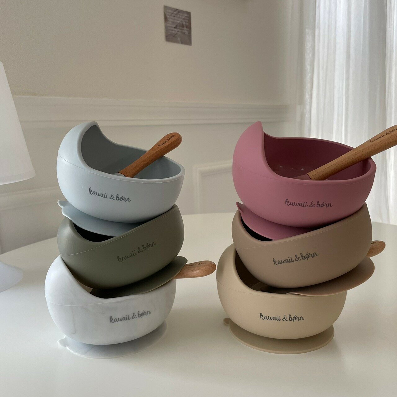 カワイイアンドボーン シリコンボウル ベビー スプーン付き 離乳食食器 スプーンセット 食洗器対応 BPA free 食器 吸盤ボウル ベビー用品 子供 幼児 ...