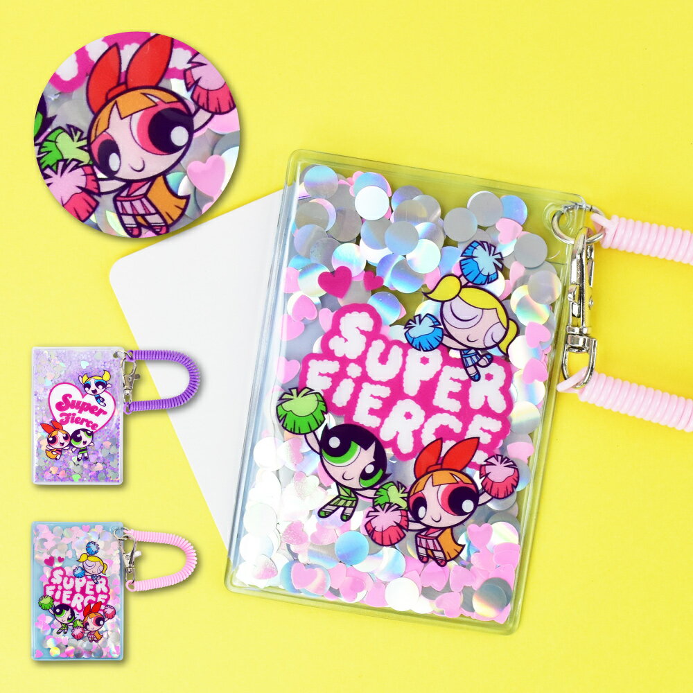 パワーパフガールズ 定期入れ パスケース コイルコード クリア クリアパスケース PVC シャカシャカ 小さい 薄い 透明 コンフェッティ ホログラム レディース 女子 女の子 高校生 中学生 小学生 子供 通学 新学期 通勤 かわいい おしゃれ キャラクター グッズ 人気