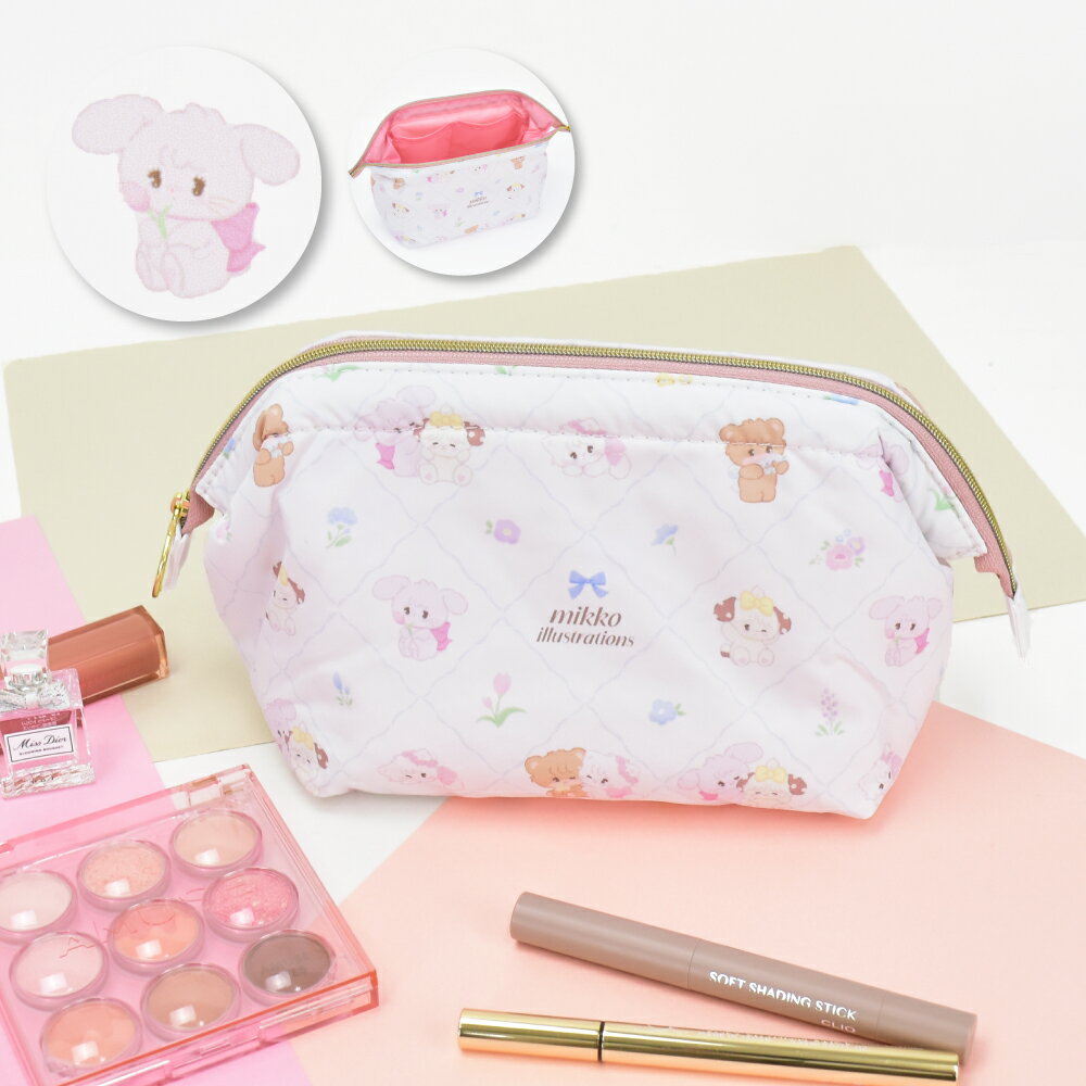 Rakuten - mikko illustrations ポーチ ワイヤーポーチ コスメポーチ 化粧ポーチ 旅行グッズ 収納ケース レディース 女子 旅行 出張 修学旅行 大人 大学生 高校生 学生 おしゃれ かわいい キャラクター characters グッズ 人気