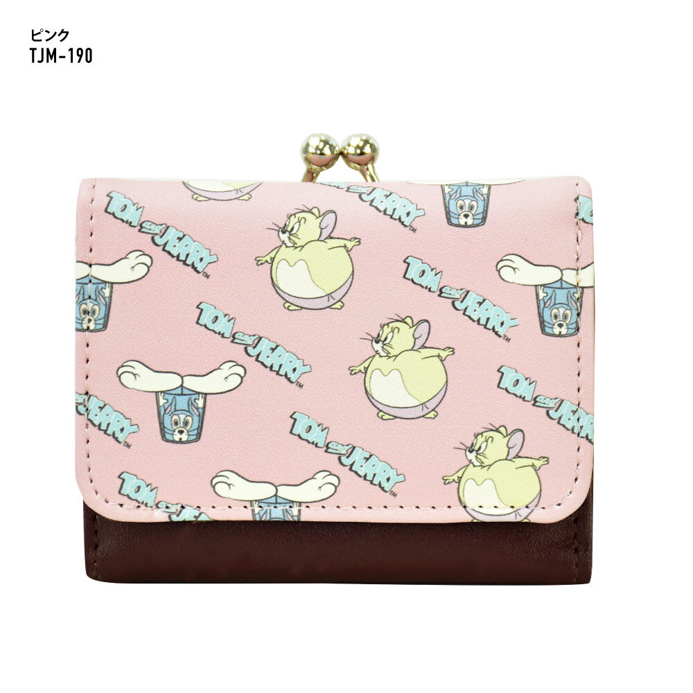 トムとジェリー 財布 サイフ 折財布 折り財布 レディース 女子 三つ折り ミニ財布 合皮 PUレザー がま口 小銭入れ カード3枚 コンパクト キャラクター グッズ レディース 大人 向け ブランド 可愛い かわいい おしゃれ 人気