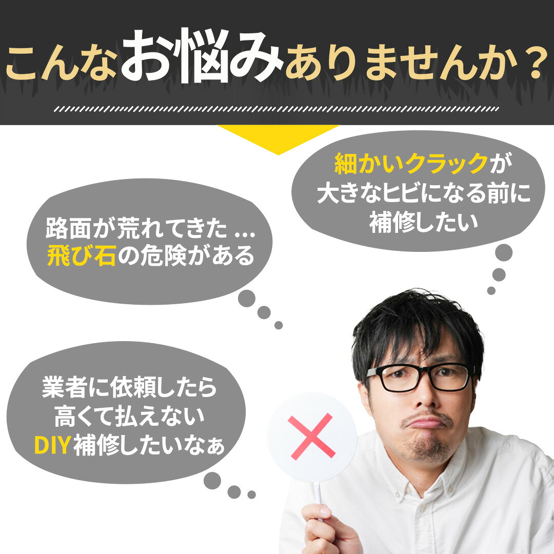 アスファルト 補修材 DIY 道路 亀裂 クラック 舗装 ひび割れ 駐車場 ポットホール...