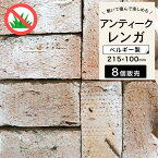 レンガ ブリック ハンドメイドレンガ 約215×100×65mm 白 ホワイト ベルギー製 レンガブロック 敷石 アプローチ 花壇 暖炉 造園 ガーデニング エクステリア DIY【アンテブリック 118 ケンブリッジホワイト 8個セット販売】※代引き不可・メーカー直送品