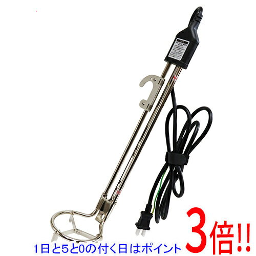平日午前8時までにご注文・決済完了で提携倉庫より当日出荷いたします。なお、北海道・沖縄・離島の方は出荷まで2日〜7日かかります。予めご了承ください。ご注文・お支払い後は商品の手配を行いますのでのキャンセルはお受けできません。 代金引換のご注文はお受けできません。安全・安心、過昇防止センサー付きバケツヒーターです。内装・土木建築現場、アウトドアレジャー等で、バケツの水を温める電熱式ヒーター。温度が一定以上になると電源を切る過昇防止センサー付きで空焚きを防止します。三本脚でバケツの底部にヒーターが接地することを防ぎ、バケツ内での安定感が高くなります。パイプ部分はステンレス製でサビにくく、お手入れ、保管がラクです。最低、最高水位線が本体パイプにマークされているため、消えてしまったりはがれてしまう心配がありません。フック部分は可動式のため、バケツのサイズに合わせて調整が可能です。●定格電圧：AC100V(50/60Hz)。●消費電力：600W。●最大水量：30L。●電源コード：2m(アース線あり)。●温度過昇防止装置(空焚き防止)付き。●PSEマーク認証。●ヒーター・パイプ：ステンレス(SUS316)。●コード：VCFF。●ケース：樹脂。商品パッケージに記載されている「安全上の注意」を必ずご確認いただき、正しくご使用ください。修理技術者以外の方は絶対に分解・修理・改造を行わないでください。火薬・揮発性引火物・燃えやすいもののあるところでは使用しないでください。子供だけ使わせたり、幼児の手の届く所では使用しないでください。交流100Vのコンセントを単独でご使用ください。火災、感電の原因となります。使用時以外は差込プラグを必ずコンセントから抜いてください。アース線をアース端子に接続しアースを取ってください。ヒーターは必ず水中で通電してください。使用中バケツ容器が転倒するなどした場合はすぐに差込プラグをコンセントから抜き、使用を中断してください。ヒーターを水中から取り出す際は、差込プラグを抜いて、ヒーターが充分に冷えてから行ってください。電源コードを傷つけたり、破損したり、加工したり、無理に曲げたり、引っ張ったり、ねじったり、束ねたりしないでください。水以外の過熱に使わないでください。水は水道水、井戸水以外の水(海水、雨水など)には使用しないでください。モールド部を水中に入れないでください。風呂の過熱用には使用しないでください。空焚きはしないでください。最低水位以下で使用しないでください。樹脂製容器では使用しないでください。使用中及び使用後はヒーターに触らないでください。また可燃物の上に置かないでください。使用中は目を離さないでください。※返品についてはこちらをご覧ください。　