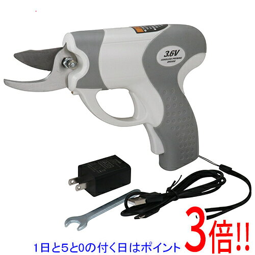 メーカー受発注によりご注文後のキャンセルはお受けできません。スイッチ1つで手軽に剪定できます。生木剪定作業用。12mmまでの枝を簡単に切断できます。スイッチ操作ひとつで剪定作業が楽にできます。誤操作を軽減するダブルアクションスイッチ採用しています。持ちやすく、作業しやすいピストル形状です。うす暗い場所での作業もできるLEDライト機能付きです。●モーター・電圧：DC3.6V。●充電時間：約4時間。●充電方法：USB充電(タイプC)。●バッテリー容量：1500mAh。●刃部：ステンレス。必ず本体付属の取扱説明書にしたがって正しくご使用ください。本機の温度や充電アダプターの能力によって充電時間は変化します。切断対象物の乾燥状態等により、切断能力・連続作業時間等は異なります。雨中での使用は絶対にしないでください。保管時等の未使用の際は、必ず刃カバーの装着をお願いします。※返品についてはこちらをご覧ください。【製品安全4法に伴う記載】機器に組み込まれているリチウムイオン電池は製品安全4法の規制対象外の製品となっております。　