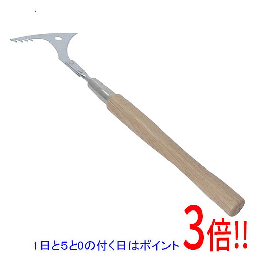 メーカー受発注によりご注文後のキャンセルはお受けできません。3種類の異なる刃があらゆる雑草に対応します。除草作業。スクレーパーのように雑草をこそぎ取り、広い面に生えた雑草や、壁際に生えた雑草に便利です。鋸刃は雑草を鋭く切断し、刃を地中に刺し込んで引き抜く事で、雑草を根から引き切ります。カギ爪は、ヒビ割れたアスファルトやブロックの隙間から生えた雑草を掻き出し、ピンポイントの除草作業にも便利です。全長約450mmのロングサイズなので、花壇や植木の中など奥まった場所の除草作業が楽に行えます。ガーデンチェアに座ったまま作業したり、屈んだ状態での作業にも使いやすいロング柄です。●全長：465mm。●柄長：約295mm。●刃部：S45C。●柄：ラバーウッド。※返品についてはこちらをご覧ください。　
