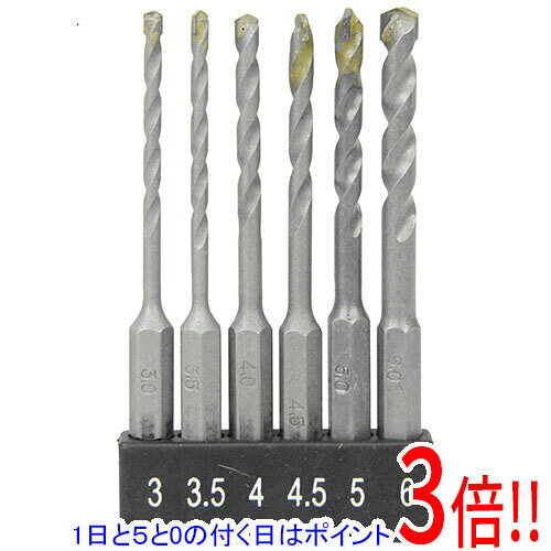 平日午前8時までにご注文・決済完了で提携倉庫より当日出荷いたします。なお、北海道・沖縄・離島の方は出荷まで2日〜7日かかります。予めご了承ください。ご注文・お支払い後は商品の手配を行いますのでのキャンセルはお受けできません。 代金引換のご注文はお受けできません。各所材料への穴あけが可能です。鉄・ステンレス・アルミ・樹脂・木材・ブロック・レンガなどの穴あけ作業。刃先にはシンニング加工を施している為、材料への食いつきが良くすべりにくです。6.35mm六角軸を採用しており、チャック滑りが少なくインパクトドライバーでの使用が可能です。●サイズ：3.0・3.5・4.0・4.5・5.0・6.0mm。●6本組。●最大穴あけ可能板厚：鉄2.0mm。●最大穴あけ可能板厚：ステンレス1.0mm。●6.35mm六角軸。●工具鋼+超硬。作業中は必ず保護メガネ、マスク、安全手袋を着用してください。※返品についてはこちらをご覧ください。　